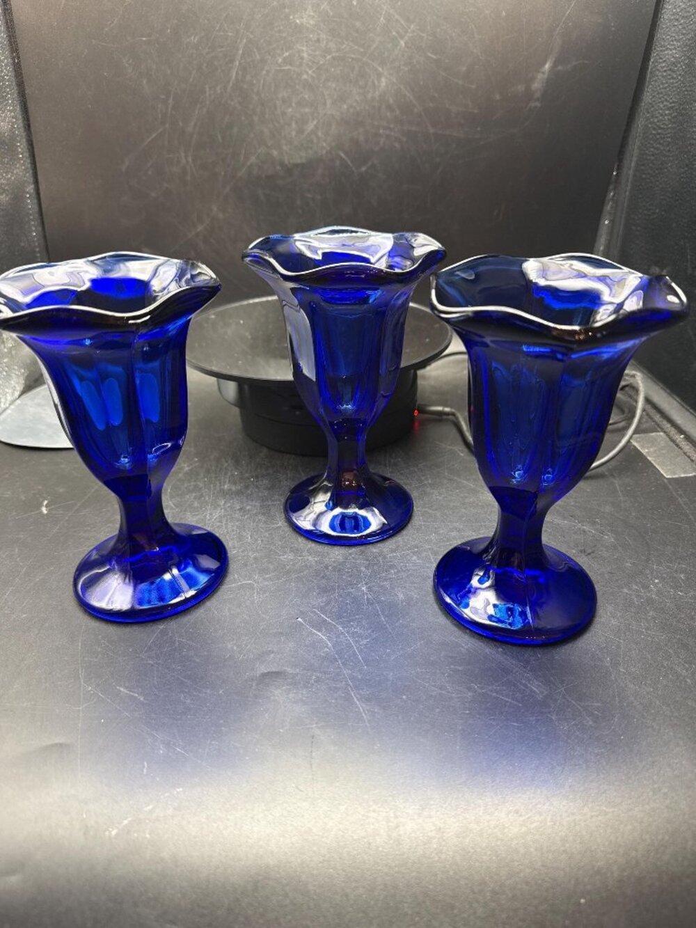 Cobalt Parfait/Sundae Glass Set of 3